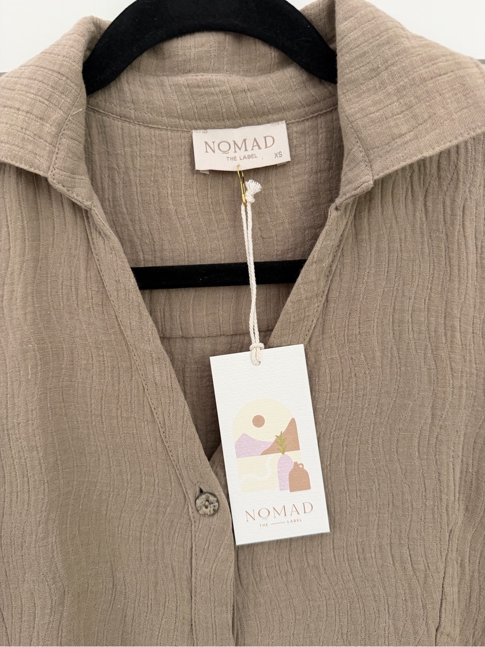 Nomad the Label Bria Mini Cotton Dress/Tunic/ Coverup, Mushroom color, NWT - Picture 4 of 11